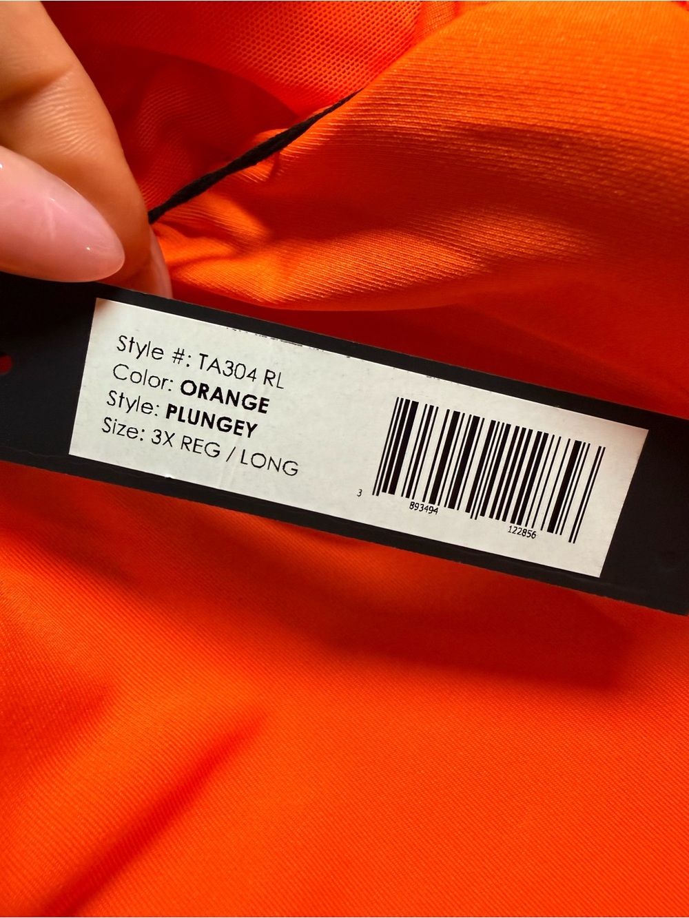 NWT TA3 V-Neck Plungey One-Piece Swimsuit in Bright Orange Size 3X long - Picture 7 of 10
